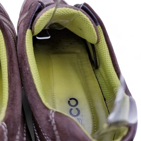 ECCO Brown w/ Green Suede Leather Suede Lace-Up Comfort Sneaker Size 39 EU 8 - Picture 5 of 7